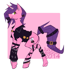 Size: 689x684 | Tagged: dead source, safe, artist:juvialle, oc, oc only, oc:ebony lace, species:pony, species:unicorn, clothing, simple background, solo, transparent background, watermark