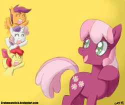 Size: 866x726 | Tagged: safe, artist:crabmeatstick, character:apple bloom, character:cheerilee, character:scootaloo, character:sweetie belle, blazblue