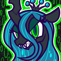Size: 400x400 | Tagged: safe, artist:crayon-chewer, character:queen chrysalis, species:changeling, changeling queen, female, lowres