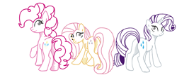 Size: 1400x600 | Tagged: safe, artist:sotoco, character:fluttershy, character:pinkie pie, character:rarity, plot, plotline