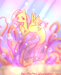 Size: 1228x1512 | Tagged: safe, artist:churobu, character:fluttershy, hippocampus, merpony, underwater, watershy