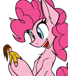 Size: 1351x1500 | Tagged: safe, artist:ralek, artist:venezolanbrony, edit, character:pinkie pie, species:human, cute, doll, eyes on the prize, female, fluffy, open mouth, simple background, smiling, solo, transparent background