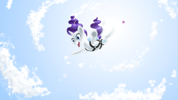 Size: 1920x1080 | Tagged: safe, artist:poniker, character:rarity, cloud, cloudy, falling, parachute, sky, skydiving, sunshine