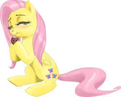 Size: 800x640 | Tagged: safe, artist:countcarbon, character:fluttershy, cookie, female, nom, solo