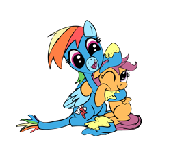 Size: 1027x864 | Tagged: safe, artist:tranquilmind, character:rainbow dash, character:scootaloo, species:pegasus, species:pony, female, filly, mare, noogie, scootalove, simple background, transparent background