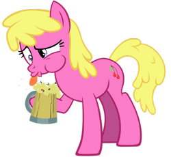 Size: 900x829 | Tagged: safe, artist:ohitison, character:cherry berry, episode:the super speedy cider squeezy 6000, g4, my little pony: friendship is magic, cider, female, simple background, solo, tongue out, transparent background, vector
