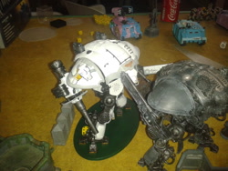 Size: 640x480 | Tagged: safe, artist:40kponyguy, artist:joey012, character:aloe, character:lotus blossom, character:lyra heartstrings, character:zecora, species:zebra, crossover, dice, figurine, gaming miniature, imperial knight, metal bawkses, miniature, rhino tank, spa twins, warhammer (game), warhammer 40k, whirlwind tank