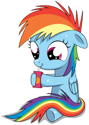 Size: 3000x4182 | Tagged: dead source, safe, artist:chubble-munch, character:rainbow dash, species:pegasus, species:pony, cute, dashabetes, drinking, female, filly, filly rainbow dash, juice box, simple background, sipping, solo, straw, transparent background
