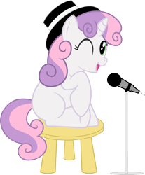 Size: 840x1013 | Tagged: safe, artist:crimsonlynx97, character:sweetie belle, clothing, hat, microphone