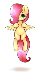 Size: 700x1300 | Tagged: safe, artist:dobado, character:fluttershy, female, hair over one eye, simple background, solo