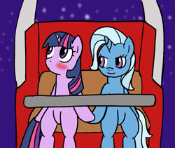 Size: 843x711 | Tagged: safe, artist:haxorus31, character:trixie, character:twilight sparkle, ship:twixie, blushing, female, ferris wheel, lesbian, shipping, smiling