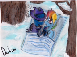 Size: 3424x2540 | Tagged: safe, artist:deihiru, character:mare do well, character:rainbow dash, high res, the games we play, traditional art