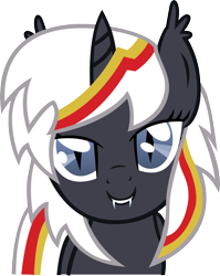 Size: 3776x4737 | Tagged: safe, artist:rainbowcrab, oc, oc only, oc:velvet remedy, species:bat pony, species:pony, species:unicorn, fallout equestria, bat ponified, fanfic, fanfic art, fangs, female, horn, mare, simple background, solo, transparent background