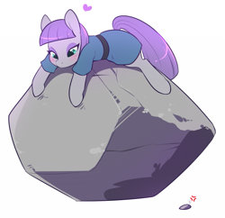 Size: 775x750 | Tagged: safe, artist:duskyamore, character:boulder, character:maud pie, character:tom, species:earth pony, species:pony, blushing, cargo ship, clothing, cute, female, heart, jealous, mare, maudabetes, rockcon, shipping, simple background, that pony sure does love rocks, tomaud, white background
