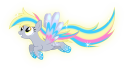 Size: 8056x4452 | Tagged: safe, artist:zekrom-9, character:derpy hooves, species:pegasus, species:pony, absurd resolution, female, flying, mare, rainbow power, rainbow power-ified, simple background, solo, sparkles, transparent background, vector, xk-class end-of-the-world scenario