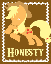 Size: 550x688 | Tagged: safe, artist:cyle, part of a set, character:applejack, element of honesty, female, honesty, poster, solo