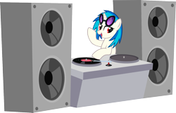 Size: 1377x886 | Tagged: safe, artist:crimsonlynx97, character:dj pon-3, character:vinyl scratch, species:pony, species:unicorn, female, hooves, horn, mare, open mouth, simple background, solo, sunglasses, transparent background, vector
