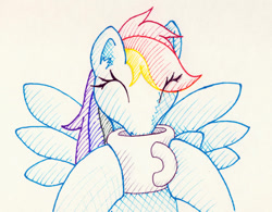 Size: 710x555 | Tagged: safe, artist:cyle, character:rainbow dash, bomb ass tea, cup, drinking, female, solo