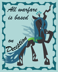 Size: 650x813 | Tagged: safe, artist:cyle, part of a set, character:queen chrysalis, female, poster, quotation, quote, solo, sun tzu