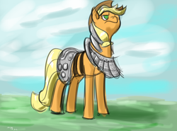 Size: 1280x948 | Tagged: safe, artist:mxcoriginal, character:applejack, armor, female, my little art challenge, solo