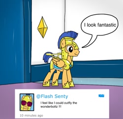Size: 786x762 | Tagged: safe, artist:askcockyflash, character:flash sentry, fritter, male, royal guard, shutter shades, solo, spoiler