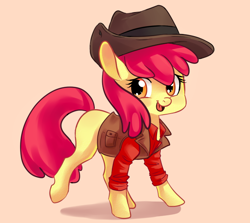 Size: 686x611 | Tagged: safe, artist:risu-nya, character:apple bloom, adorabloom, cap, clothing, cute, fedora, female, hat, sniper, solo, team fortress 2, vest