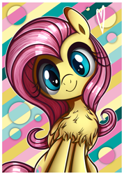 Size: 1279x1800 | Tagged: safe, artist:dotkwa, artist:vocalmaker, character:fluttershy, chest fluff, colors, cute, female, fluffy, impossibly large chest fluff, phone wallpaper, simple background, solo