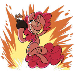 Size: 1000x1000 | Tagged: safe, artist:deerspit, character:pinkie pie, bomb, explosion, female, solo, underhoof