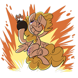 Size: 1000x1000 | Tagged: safe, artist:deerspit, character:surprise, bomb, explosion, female, solo, underhoof