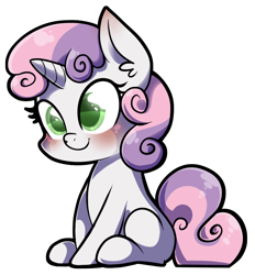 Size: 808x871 | Tagged: safe, artist:voraire, character:sweetie belle, cute, diasweetes, female, simple background, sitting, solo, transparent background