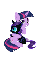 Size: 6000x7500 | Tagged: safe, artist:azure-vortex, character:twilight sparkle, oc, oc:nyx, fanfic:past sins, absurd resolution, crying, cute, dawwww, filly, grin, hug, mama twilight, mother and daughter, nyxabetes, simple background, sitting, smiling, tears of joy, transparent background, twiabetes, vector