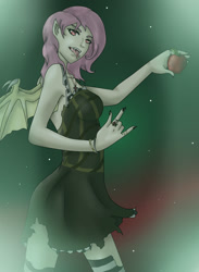 Size: 900x1231 | Tagged: safe, artist:loure201, character:flutterbat, character:fluttershy, species:bat pony, species:human, female, humanized, solo, winged humanization