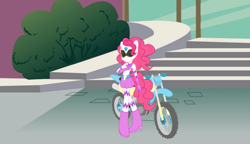 Size: 1200x692 | Tagged: source needed, safe, artist:kiwi, character:pinkie pie, equestria girls:friendship games, g4, my little pony: equestria girls, my little pony:equestria girls, female, motocross outfit, motorcycle outfit, solo