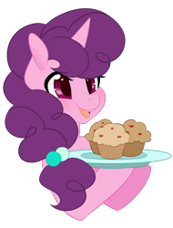 Size: 800x1050 | Tagged: safe, artist:duskyamore, character:sugar belle, episode:the cutie map, g4, my little pony: friendship is magic, female, muffin, plate, simple background, solo, transparent background