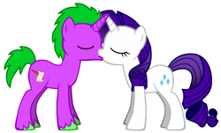 Size: 662x401 | Tagged: safe, artist:iceagelover, character:rarity, character:spike, ship:sparity, female, kissing, male, ponified spike, pony creator, shipping, straight