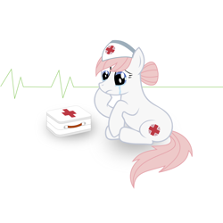 Size: 1054x1054 | Tagged: safe, artist:crimsonlynx97, character:nurse redheart, case, clothing, crying, electrocardiogram, female, flatline, hat, red cross, sad, simple background, solo, white background