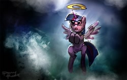 Size: 727x462 | Tagged: safe, artist:ponyrake, character:twilight sparkle, character:twilight sparkle (alicorn), species:alicorn, species:pony, crying, female, halo, implied death, mare