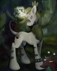 Size: 1109x1371 | Tagged: safe, artist:zipomon, oc, oc only, byakugan, digimon, magic, ponified, solo, terriermon