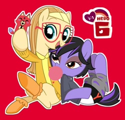Size: 600x578 | Tagged: safe, artist:puchiko, character:honey lemon, episode:amending fences, g4, my little pony: friendship is magic, big hero 6, bookseller, bubblegum, gogo tomago, ponified, simple background