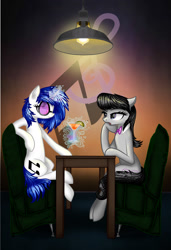 Size: 1524x2232 | Tagged: safe, artist:sparkingsnowflake, artist:wacky-skiff, character:dj pon-3, character:octavia melody, character:vinyl scratch, alcohol