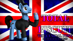 Size: 1920x1080 | Tagged: safe, artist:poniker, clothing, hat, mug, ponified, solo, top hat, total biscuit, union jack