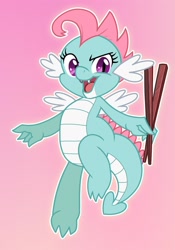 Size: 1024x1464 | Tagged: safe, artist:countcarbon, oc, oc only, oc:dim sum the dragon, species:dragon, chopsticks, it begins, solo, that was fast