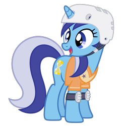 Size: 3000x3000 | Tagged: safe, artist:dewlshock, character:minuette, episode:amending fences, g4, my little pony: friendship is magic, clothing, cute, female, happy, helmet, knee pads, open mouth, shirt, simple background, solo, transparent background, vector