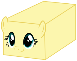 Size: 4100x3268 | Tagged: safe, artist:namelesshero2222, character:fluttershy, :t, butter, cube, female, flutterbutter, fluttercube, isometric, literal buttershy, objectification, pun, rectangle cuboid, simple background, smiling, solo, transparent background, vector, wat, what has science done