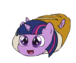 Size: 600x500 | Tagged: safe, artist:duskswordsman, character:twilight sparkle, character:twilight sparkle (alicorn), species:alicorn, species:pony, bread, chibi, cute, female, food, horse meat, inbred, meat, pun, smiling, solo, twiabetes, twilightlicious