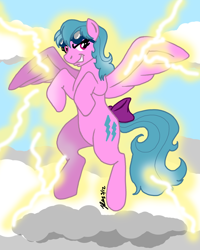 Size: 800x1000 | Tagged: safe, artist:the_gneech, character:firefly, g1, cloud, cloudy, female, lightning, solo