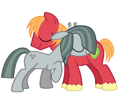 Size: 829x636 | Tagged: safe, artist:nejcrozi, character:big mcintosh, character:marble pie, species:earth pony, species:pony, ship:marblemac, episode:hearthbreakers, g4, my little pony: friendship is magic, eyes closed, male, nuzzling, shipping, simple background, stallion, straight