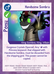 Size: 788x1088 | Tagged: safe, artist:arfaise, character:king sombra, he-man, heyyeyaaeyaaaeyaeyaa, male, pony card, solo, twilight sparkle's secret shipfic folder