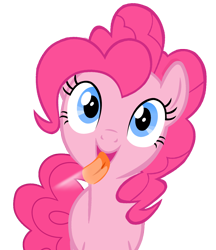 Size: 1368x1584 | Tagged: safe, artist:umbra-neko, character:pinkie pie, cute, diapinkes, female, licking, licking ponies, looking at you, simple background, solo, tongue out, transparent background, vector