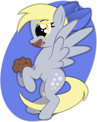 Size: 482x607 | Tagged: safe, artist:rhubarb-leaf, character:derpy hooves, species:pegasus, species:pony, bow, female, food, hair bow, mare, muffin